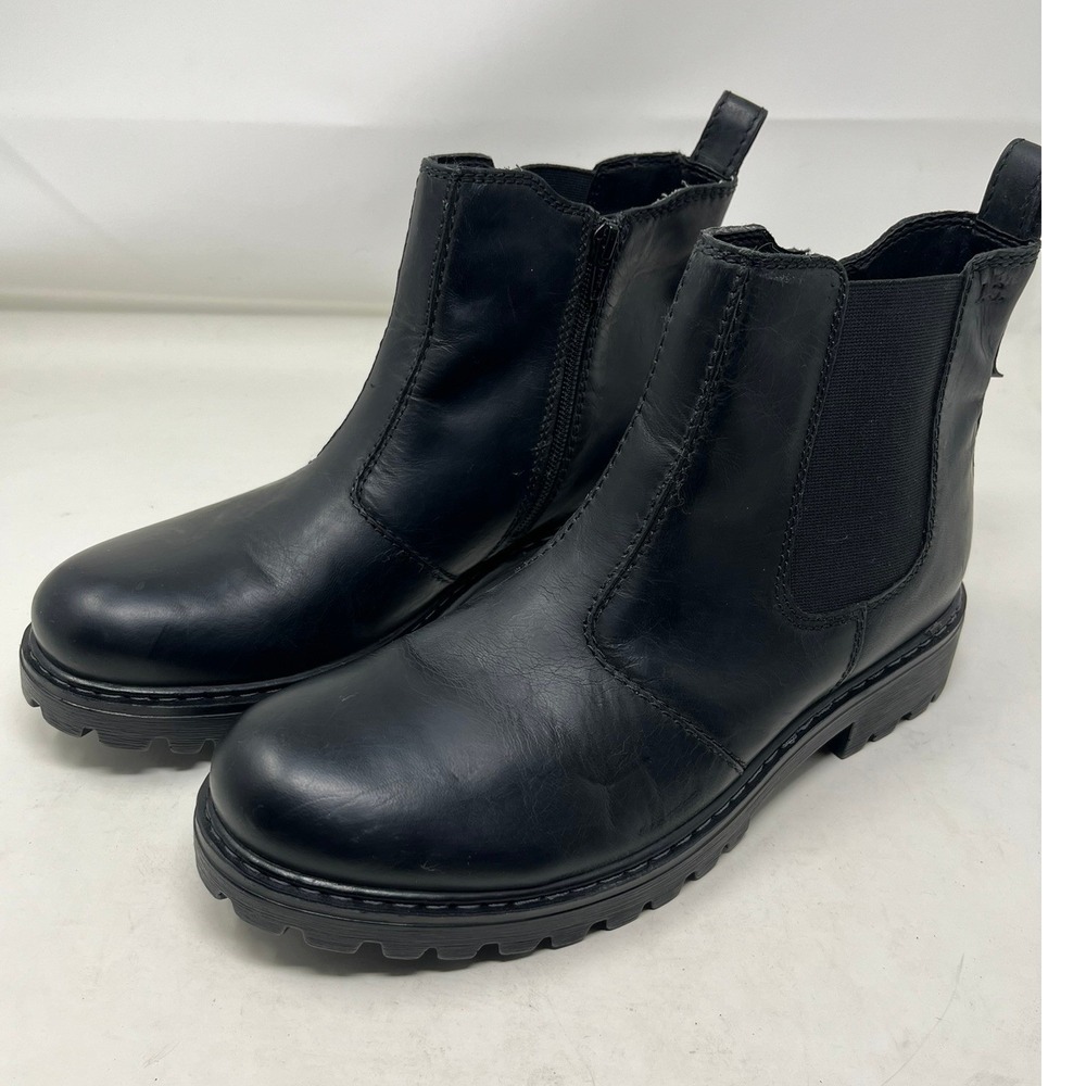 Josef Seibel Marta Womens US 10/ EUR 41 Black Leather Lug Sole Ankle Boots